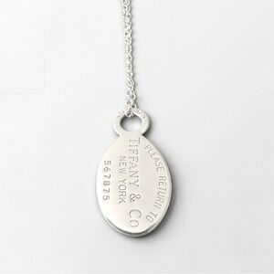 Tiffany & Co. Vintage Return to Tiffany 925 Silver Oval Dog Tag Necklace (#1B)